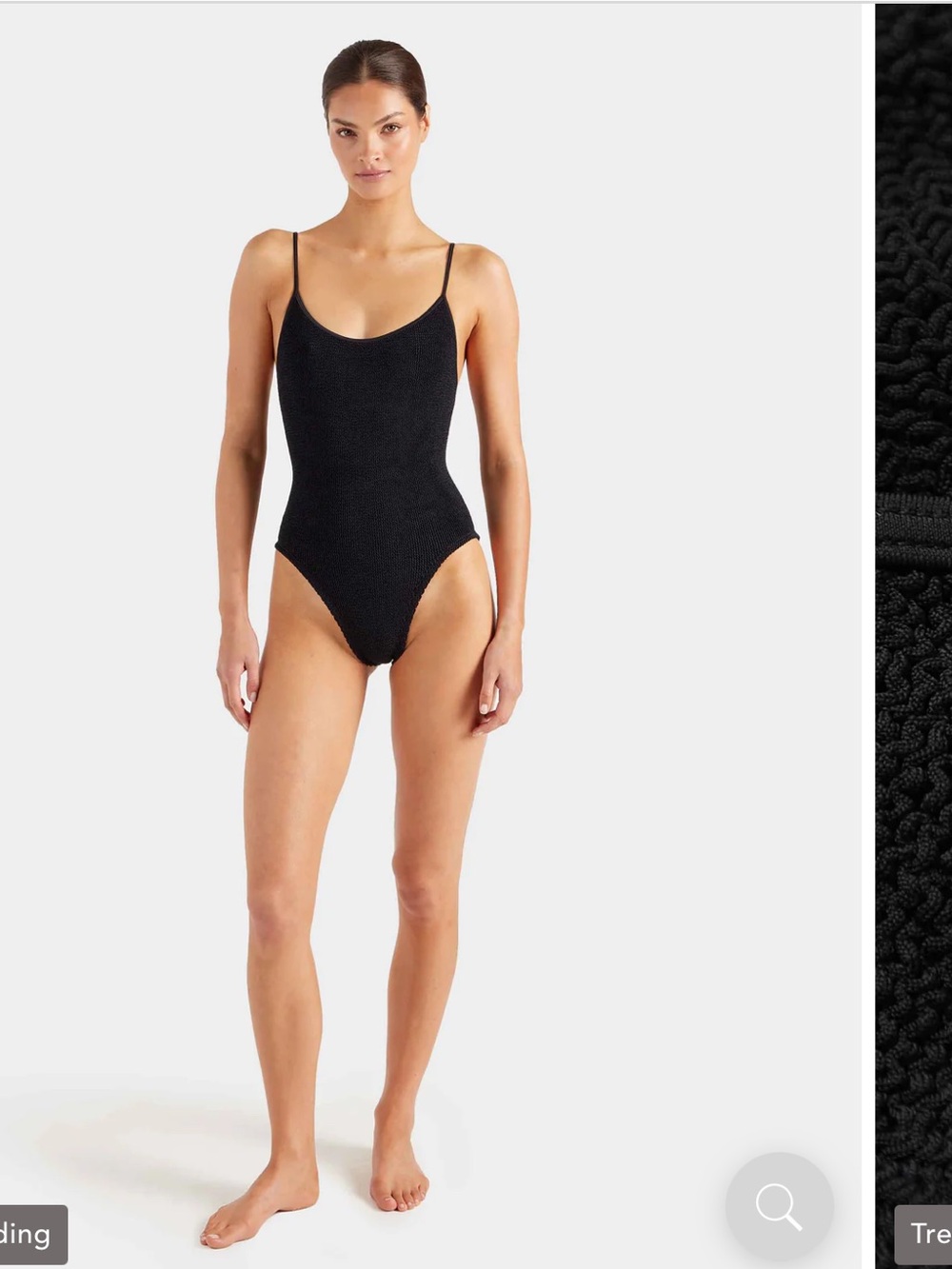 Hunza G Black Pamela Textured Scoop Neck One-Piece Swimsuit